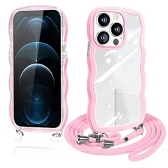 iPhone12 Pro Max ケース ショルダー クリア iphone 12 Pro Max スマホケース カバー 透明 TPU ストラップ付き 肩掛け 首掛け 紐付き 斜めがけ 創意 個性 可愛い かわいい 韓国 薄型 耐衝撃 アイフォン12ProM