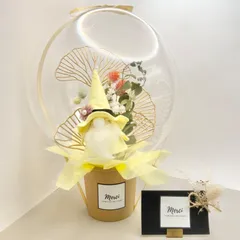 イエローマスコット♡ゴールドいちょう　フラワーバルーンカップお祝いバルーン