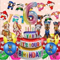 数字バルーン付き　シャイニーカラー　パウパト⭐︎パウパトロール ガーランド&バルーン　お誕生日★バースデー 風船　sp