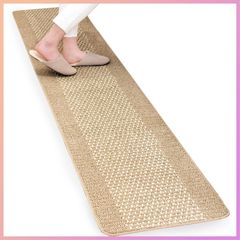 ☆人気商品☆オカ (OKA) 優踏生 洗いやすいキッチンマット ベージュ 約45cm×240cm (洗える 台所マット ロング おしゃれ 日本製 ずれない すべり止め)