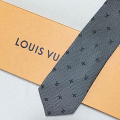 美品 ルイヴィトン Louis Vuitton ネクタイ シルク100% ブラック ホワイト TTLV-202