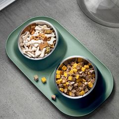 新品 獣医さん推奨 猫フードボウル 猫食器【15度の傾斜／頸椎を保護する／食漏れ防止】猫犬食器 フードボウル ペット餌入れ ステンレス給食器 猫用エサ皿 おやつ皿 水飲み皿 吐き戻し防止 食べやすい すべり止め 取り外し式 犬猫兼用食器 小型犬 食器スタンド