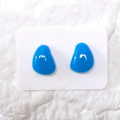 No.546　レジン　小石型　青色　ぷっくり　ピアス　レジン