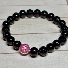 【No810】天然石ブレスレット　クローバー水晶　ガーネット