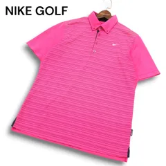 NIKE GOLF ナイキ ゴルフ 春夏 DRI-FIT 吸汗速乾★ 半袖 ボーダー ボタンダウン ポロシャツ Sz.L メンズ ピンク