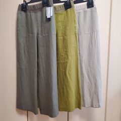 在庫わずか❗NEW 2025夏新作　BLUE FRONCE/ ROBE　リネン100%ロングワイドパンツ　4色　S/M/L/LL　高級フレンチリネン使用
