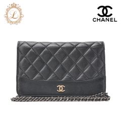 CHANEL シャネル マトラッセ チェーンウォレット ヴィンテージカーフ 黒（ゴールド×シルバー金具）レディースウォレット 折財布 レディース財布  【中古】【送料無料】
