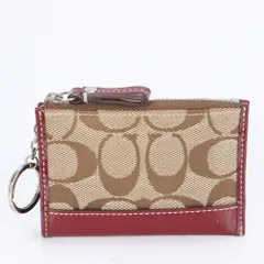 極美品 コーチ シグネチャー レザー コインケース キーリング付 小銭入れ コンパクト ウォレット カード レディース EUE CG8-8【中古】