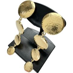 【TIFFANY&Co./ティファニー】ヴィンテージ パロマピカソ Hammered Disc Planet Drop Earrings ピアス K18ゴールド 18金  5.8g レディース 【中古】【真子質店】【BL】