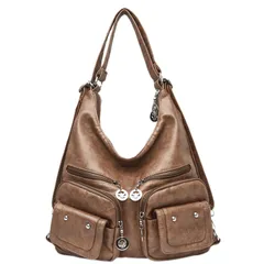 ブラウン [TochiKochi] トッチコッチ レディースバッグ ショルダーバッグ レディース 斜めがけ トートバック キャンバス 大容量 軽量 ハンドバッグ 小さめ カジュアル リュック (ブラウン)