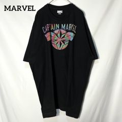 【MARVEL】キャプテン・マーベル CAPTAIN MARVEL アメリカンコミック　ムービーT アメリカ映画　プリントロゴ　オーバーサイズ　半袖Tシャツ　クロ　XLサイズ相当　US古着 USA輸入