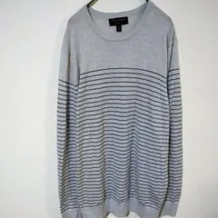バナナリパブリック　ウールニットトップス　メンズXL　グレー色　ボーダー柄