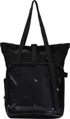 HARGIO 2WAY リュック＆トート 痛バッグ トートバッグ リュックサック 見せバッグ 透明 オタクバッグ ブラック 推し活 大きめ ビッグサイズ(ブラック,  Free Size)