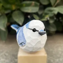 置物 オブジェ ガーデンオーナメント 小鳥 鳥 アオガラ 室内 屋外 インテリア 玄関 リビング ダイニング 装飾 庭 ガーデニング 装飾 ガーデン 木製 可愛い ギフト インテリア用品 贈り物 雑貨