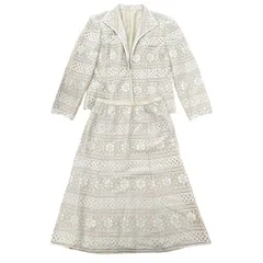 Leilian レリアン レディース セットアップ レース アイボリー ジャケット/スカート シルク混 11号