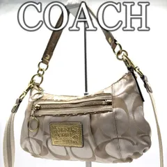COACH コーチ ポピー POPPY シグネチャー 2WAY ショルダーバッグ サテン ベージュ ゴールド Y2K 2000s Vintage Logo Shoulder Bag