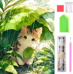 【在庫処分】サムコス ダイヤモンドアート キット ダイヤモンドの絵画 1セット きれい 全面貼り付け ダイヤモンドアート 塗装 初心者 大人の子供 DIY 手芸キット 芸術品 家の壁の装飾 ビッグサイズ 複数サイズ (子猫, 30cm*40cm)