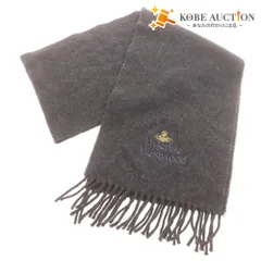 ■ ヴィヴィアンウエストウッド マフラー ラナウール ロゴ刺繍 オーブ レディース メンズ ダークグレー