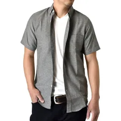 半袖シャツ 新品 未使用 メンズ 《チャコール》 オックスフォード ボタンダウン TC シンプル 無地 【C1H】【メール便2】 ファッション