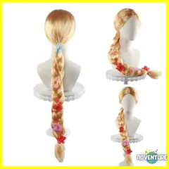 塔の上のラプンツェル 風 ウィッグ2 キッズ女の子100 120 130 140 150 ディズニー 三つ編みロングヘアー　かつら　カツラ Dハロ コスプレ子供プリンセス