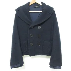 良品 tricot COMME des GARCONS トリココムデギャルソン アルパカブレンド ウールモッサ ショート Pコート サイズS ネイビー レディース 古着 中古 USEDのサムネイル