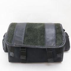 2412-100 クシタニ×シンイチロウアラカワ ツーリングバッグ メッセンジャーバッグ KUSHITANI×SHINICHIRO ARAKAWA レザー×スエード×ナイロン製 ブラック フラップ