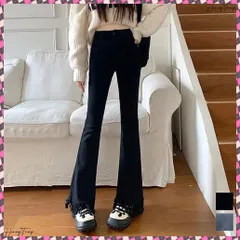 送料無料 フレアパンツ デニムパンツレディース美脚 ハイウエスト スキニーデニムパンツ 着やせ カジュアル ロングパンツ おしゃれ 裾フリンジ ジーパン 細身 スリム 韓国 ボトムスストレート ジーンズ春秋低身長 デニムフレアパンツ