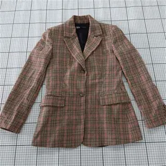 ◇ ⊇ ZARA ザラ チェック柄 長袖 ジャケット ブレザー サイズEUR M USA M MEX 28 ベージュ系 マルチ レディース E  【1509100076155】