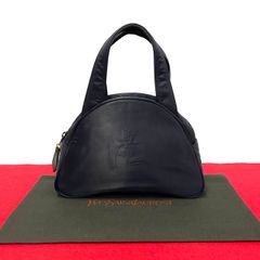 極 美品 希少品 YVES SAINT LAURENT イヴ・サンローラン YSL ロゴ ナイロン ハンドバッグ ミニ トートバッグ ネイビー 紺 29902