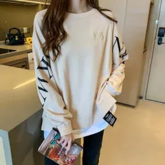 ☆ ベージュ ☆ Lサイズ ☆ ロングTシャツ トップス ロゴT Tシャツ ロング 長袖 レディース ロングTシャツ ロングtシャツ tシャツ ロンT ロンt ロゴTシャツ チュニック レディースTシャツ レディースtシャツ ロング丈 カジュアルシャツ