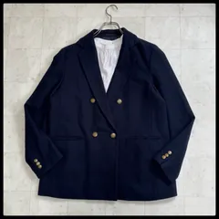 ユニクロ　ダブルジャケット　テラージャケット　ネイビー　Lサイズ　レディース　金ボタン