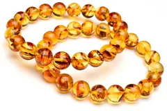 バルト海産◇天然琥珀 バルティックアンバー 9.5mm ブレスレット 1個売り パワーストーン 天然石 _B1344-95