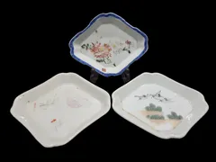 古伊万里 染付菱形皿 染付 時代物 菱形鉢 皿 有田焼 古美術 骨董 古民家 古民具 和皿 和食器 レトロ アンティーク インテリア Kj(出)59