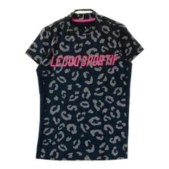 サイズ：M LE COQ GOLF ルコックゴルフ  ハイネック 半袖Tシャツ レオパード柄 ブラック系 [240101449709] ゴルフウェア レディース ストスト