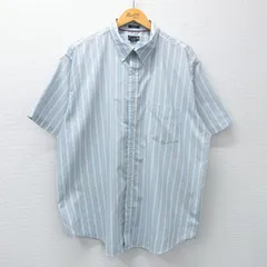XL/古着 セントジョンズベイ 半袖 シャツ メンズ 大きいサイズ ロング丈 ボタンダウン 薄紺他 ネイビー ストライプ 25apr22 中古 トップス