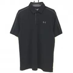★特価★【新品】アンダーアーマー 半袖ポロシャツ 黒×グレー ロゴ刺しゅう UPF30 メンズ M ゴルフウェア UNDER ARMOUR