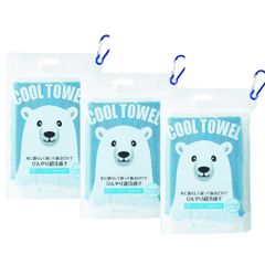 【3個セット】ひんやり快適 クールタオル しろくま ブルー　大阪倉庫