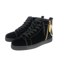 クリスチャンルブタン Christian louboutin LOUIS THE Lips Black サイドジップ ハイカットスニーカー ベロア 靴 42 ブラック 黒のサムネイル