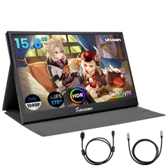 ポータブルモニター 非光沢IPSパネル 薄型 1920*1080 軽量 マグネット保護カバー付き モバイルディスプレイ 15.6インチ USB Type-C/ミニHDMI/3.5mmオーディオ/スピーカー内蔵 モバイルモニター HDR/FreeSync/PS4
