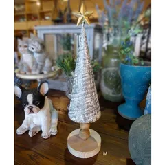 クリスマス ツリー X'mas シルバー 木彫り 木製小物 雑貨 置物 おしゃれ かわいい サンタ オーナメント 北欧 サンタクロース オブジェ ディスプレイ 飾り