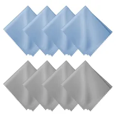 メガネ拭き マイクロファイバー クリーニングクロス カメラ スマホ 液晶画面 レンズ モニター等にも使用可能 18cm×18cmの8 枚セット(クレー 4 枚・水色 4 枚)