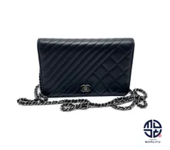 CHANEL シャネル ボーイシャネル ラムスキン チェーンウォレット シェブロン x マトラッセ ショルダーバック