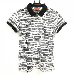 ★値下げ★【美品】ビームスゴルフ 半袖ポロシャツ 白×黒 ロゴ総柄 レディース L ゴルフウェア BEAMS GOLF