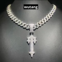 マイアミキューバンチェーン シルバー ネックレス ジルコニア アイスチェーン ラインストーン uk drillファッション ヒップホップ ラッパー ストリートファッション