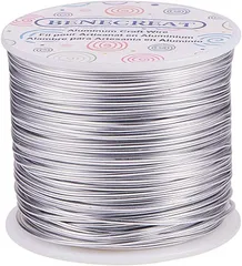 BENECREAT 全長68m線径1.5mmアルミワイヤー アルミ線 アクセサリー ビーズ手芸 アーティスティック クラフト(銀色,  1.5mm)