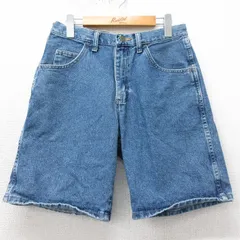 W30/古着 ラングラー ショート パンツ ショーツ メンズ コットン 紺 ネイビー デニム 25apr09 中古 ボトムス 短パン ショーパン ハーフ