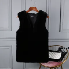 ☆ ブラック ☆ ファーベスト ミドル丈 mmfb911f ファーベスト レディース ベスト ジレ アウター 上着 羽織り ファー フェイクファー ミドル丈 前開き ノーカラー 柔らかい 暖かい 通勤 通学 上品 エレガント 秋 冬 ジャケット ボアベスト