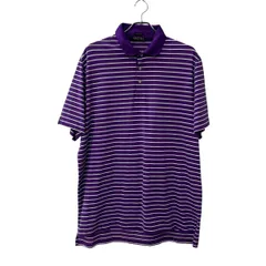 POLO GOLF RALPH LAUREN 半袖 ボーダー ポロシャツ XL パープル ポロゴルフ ラルフローレン 古着卸 アメリカ仕入 a707-5691