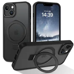 DUEDUE iPhone 13 Mini ケース MagSafe対応 アイフォン13mini ケース マグネット搭載 スタンド機能 120°開閉可能 ブラック 指紋防止 耐衝撃 一体型 薄型 TPUケース 車載ホルダー対応 ワイヤレス充電 全面保護 0
