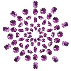 パープル 7種 70個 PH PandaHall 約70個/セット 7種 ビジュー パーツ 2穴 アクリル ラインストーン 縫製フラットバック カボション レジン封入 デコ素材 手芸用 クラフト ジェリー用 アクセサリーパーツ 手作り素材 装飾材料 パープル